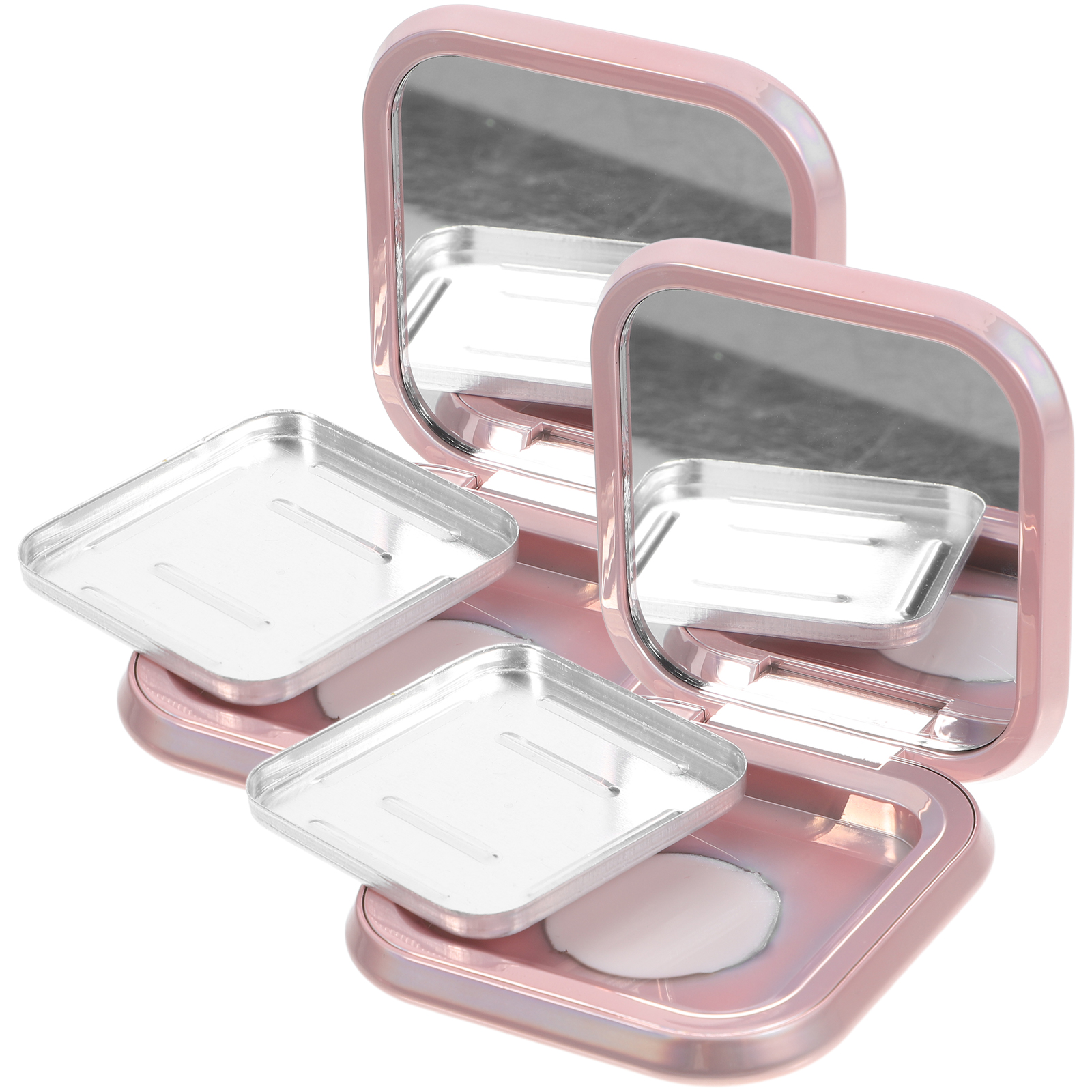 2pcs Empty Magnetic Powder Compact Case for Blush Eyeshadow Highlighter Travel Size Makeup Container Box