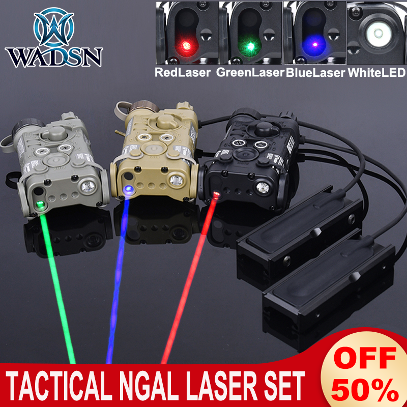 Hot Selling WADSN NGAL Red Green Blue Laser NO IR Ngal Strobe White LED Scout Light Switch Metal Fixed Base Fit 20MM Rail PEQ15