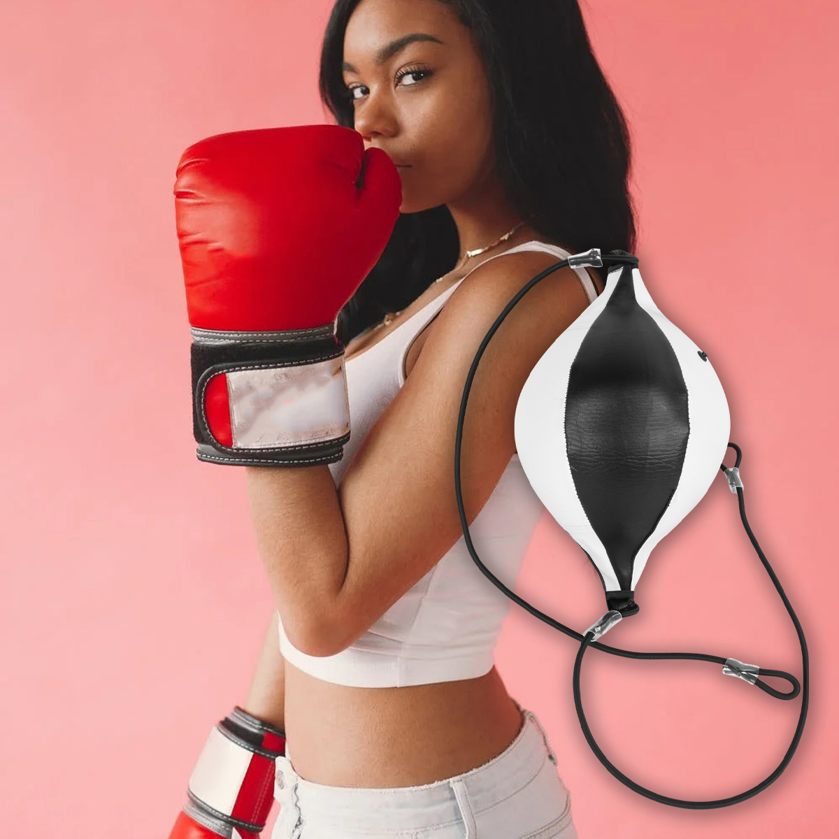 Hanging Boxing Ball Inflatable Gym Cord Bag Pear Shape Punching Double Head Child Reflexes Coordination Fitness Club Use