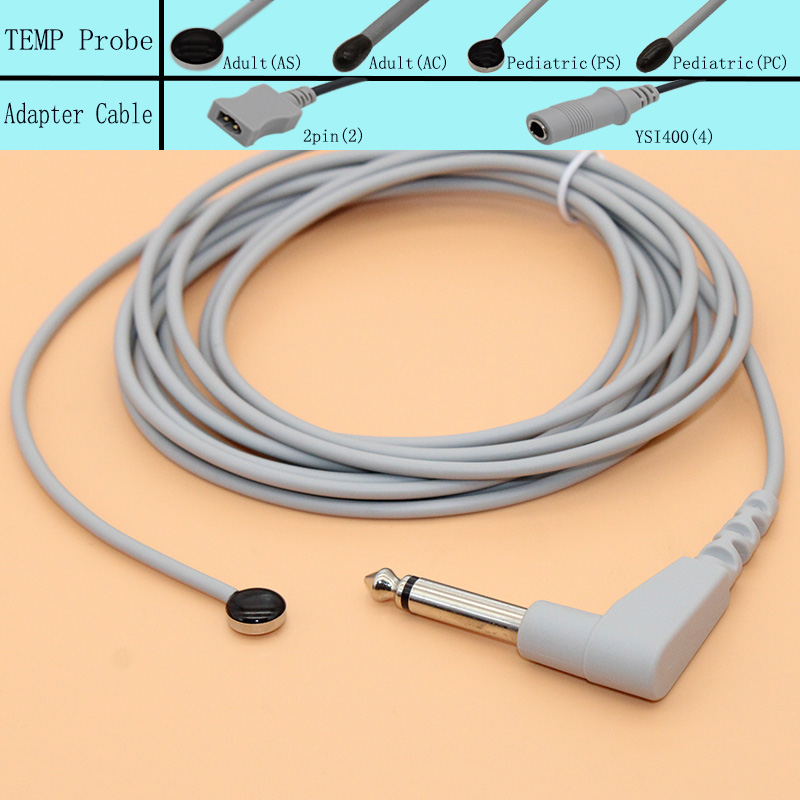 YSI 400 2.25kohm temperature probe adult/pediatric skin/rectal TEMP 989803162591 Extension cable for Mindray Edan Contec GE