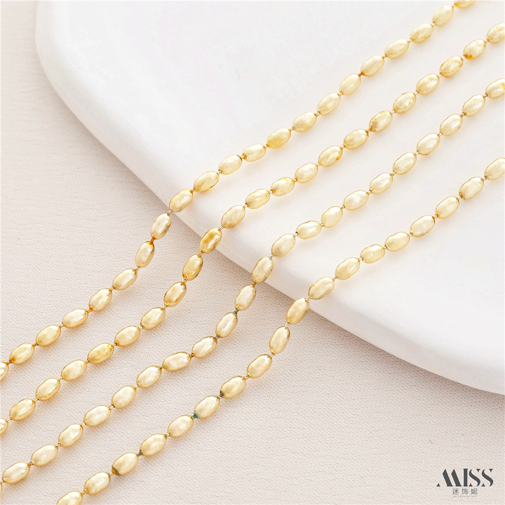 14K Gold-wrapped Millet Bead Loose Chain Work in Progress Chain Chain DIY Handmade Necklace Bracelet Jewelry Accessories