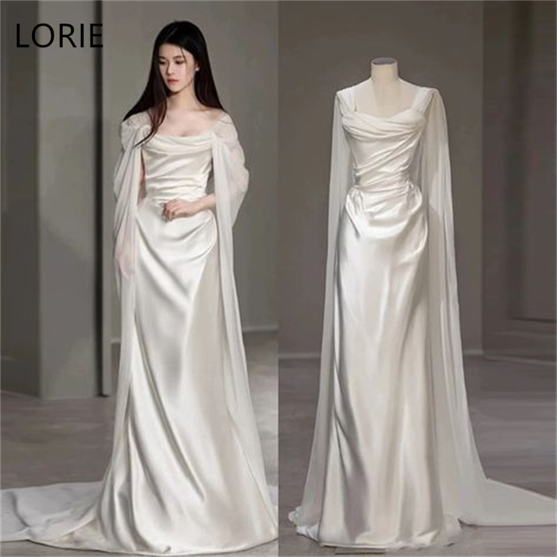 LORIE Fairy Wedding Dresses Sweetheart Wide Suspenders Bride Prom Gown Sleeveless Draped Floor-Length Bridal Gown Customized