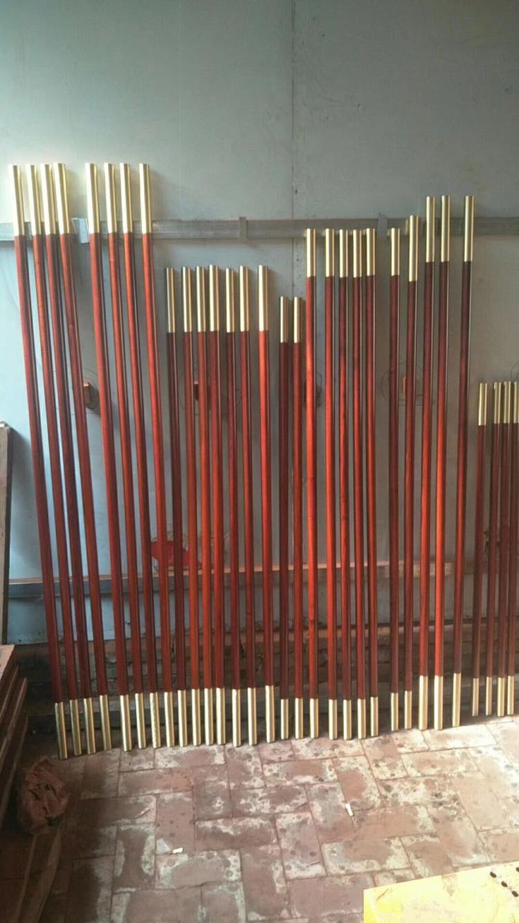 New African Blackwood With copper hoops Martial Arts Long Stick Solid Wood Taiji Zhang Tai Chi Magic Wand Fitness Qi Mei Stick