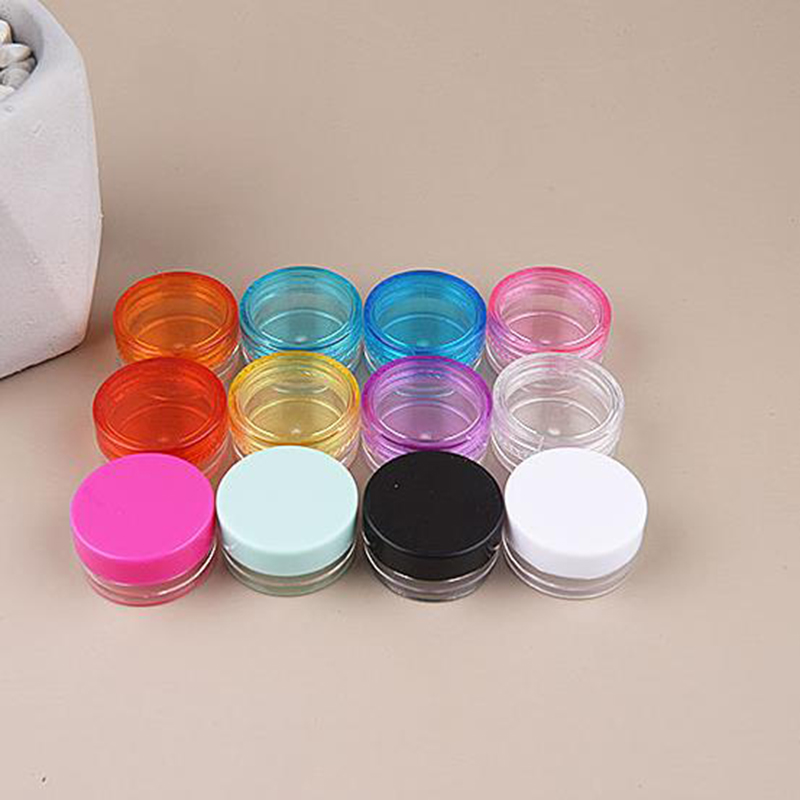 50pcs/lot 3g 5g Mix Color Small Empty Cosmetic Refillable Bottles Plastic Eyeshadow Makeup Face Cream Jar Pot Containers RB03