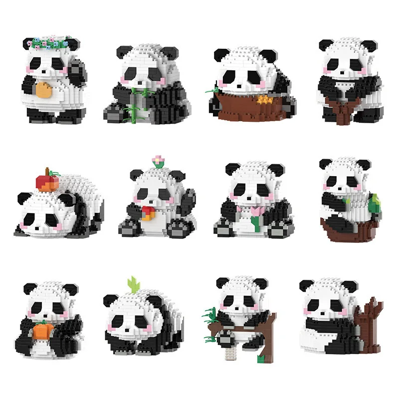 NEW Panda-Shaped Building Blocks Toy cute doll He Hua daily life modeling Tabletop ornament decoration Panda Lover's toys gifts