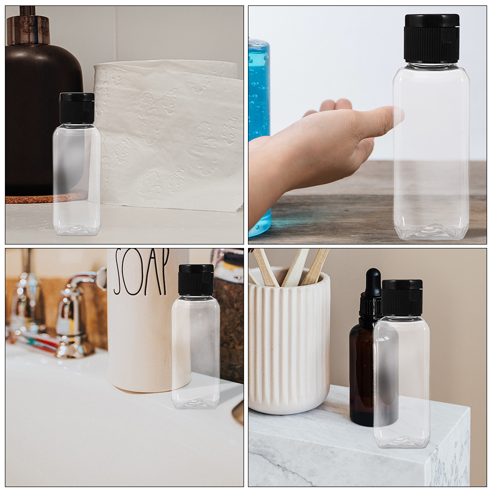 30pcs Transparent Square Bottle Portable Travel Dispenser Empty Refillable Containers Durable Leakproof for Business Trip