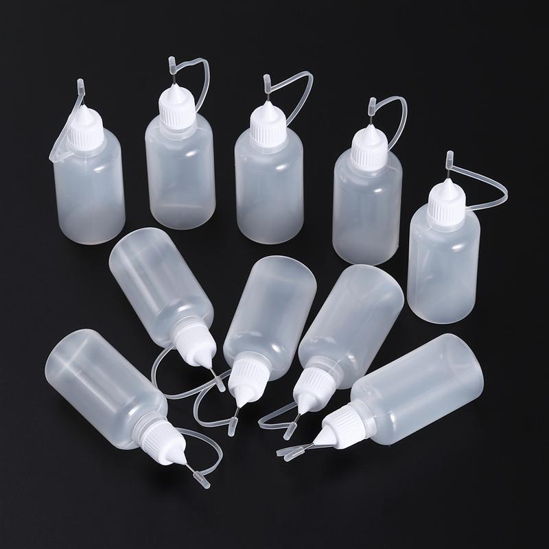 10Pcs Quilling Fine Tip Pill Bottle 30ML Translucent Plastic Squeezable Tip Applicator Bottles Refillable Dropper
