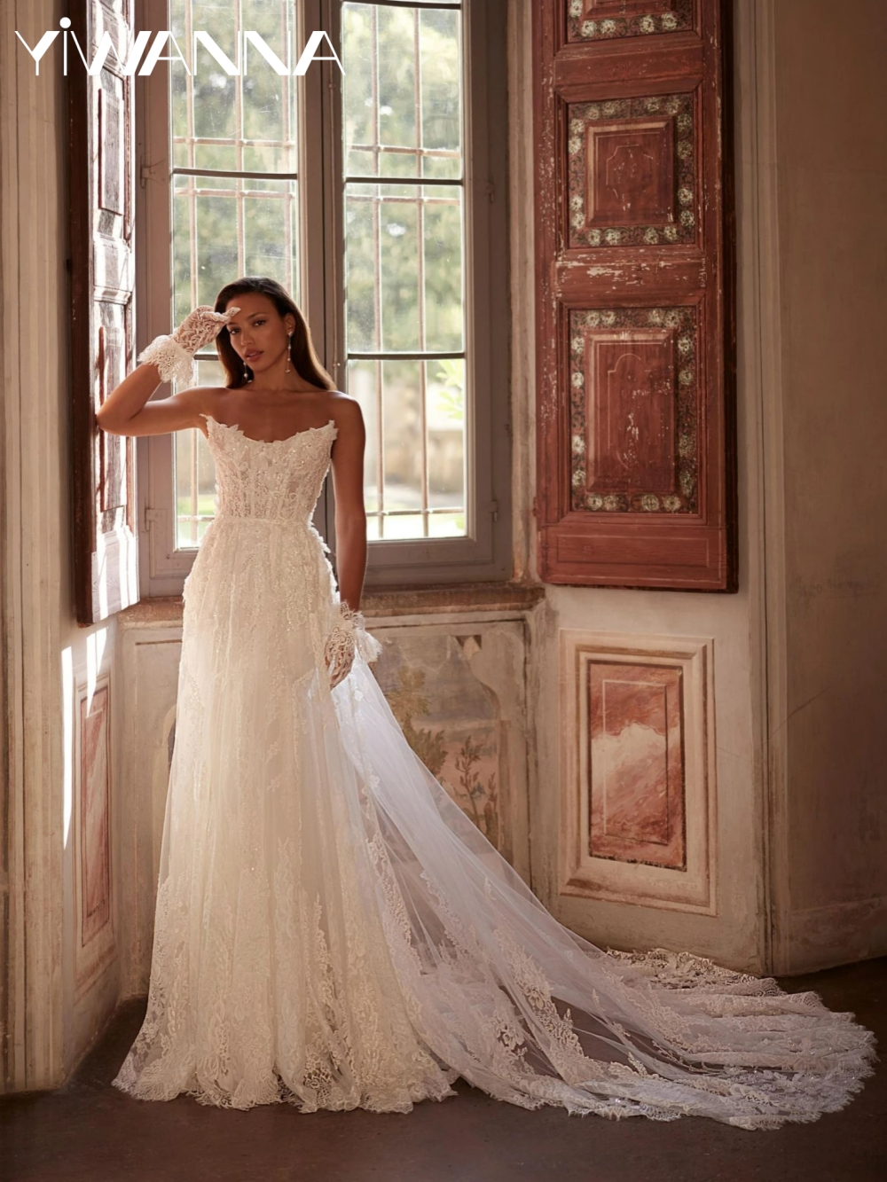 Sparkly Beaded A-line Long Wedding Dress Charming 3D Flower Bridal Gown 2026 Customized Strapless Sleeveless Dresses For Bride