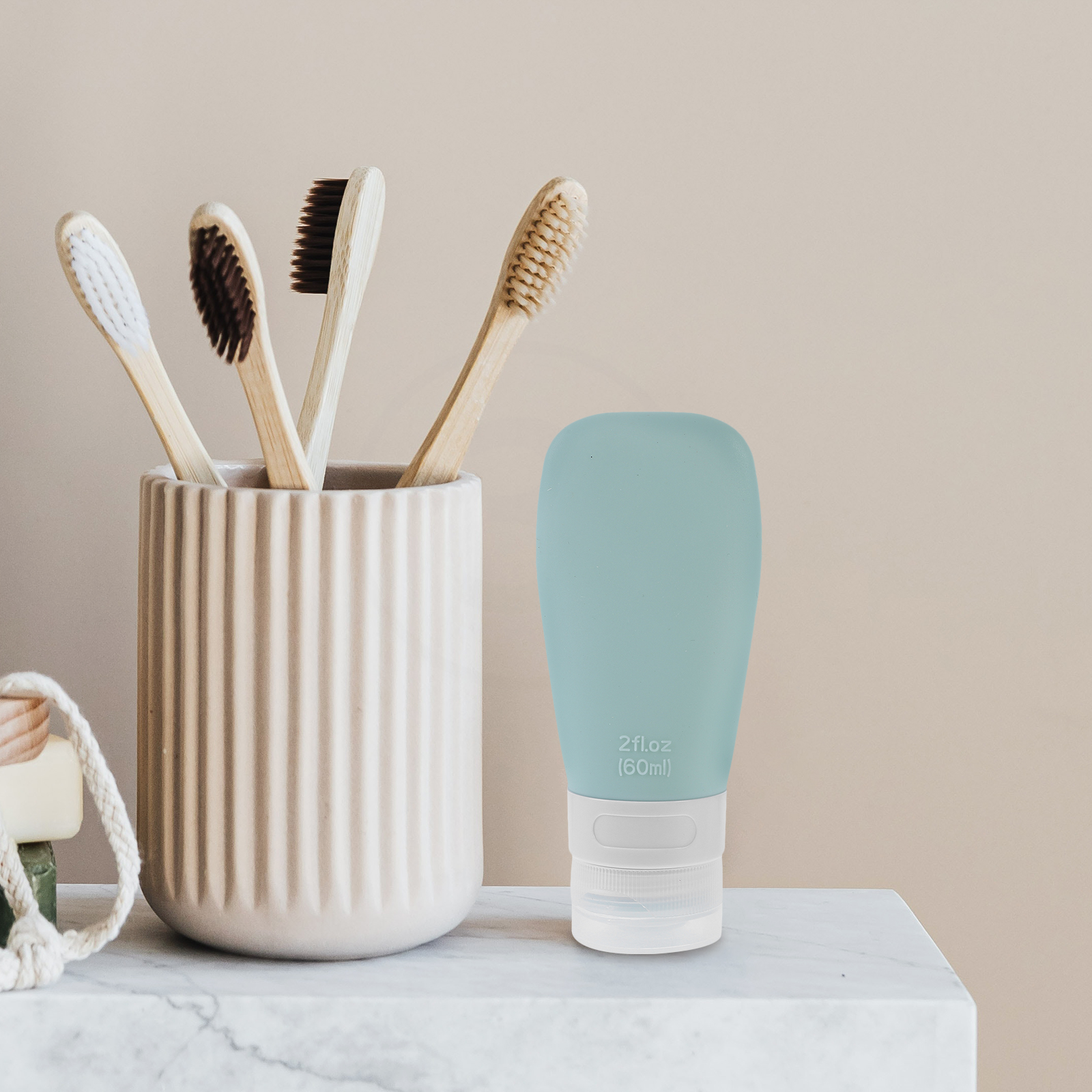 4 Pcs 60ML Travel Size Silicone Squeeze Bottles Empty Shampoo Lotion H Refillable Portable Containers