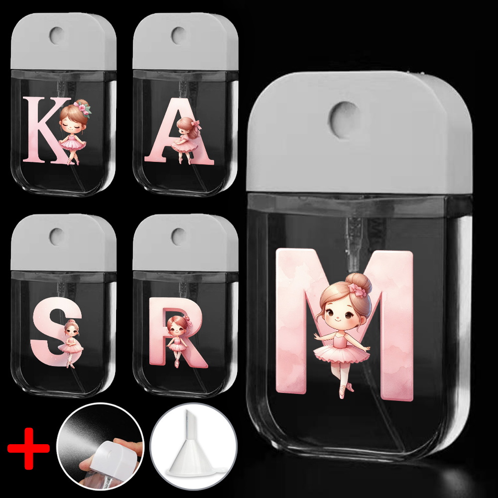 50ml Portable Card Perfume Bottle With Funnel Pocket Perfume Spray Sub Bottling Bottle Leak Proof Ballerina Girl Letters Pattern