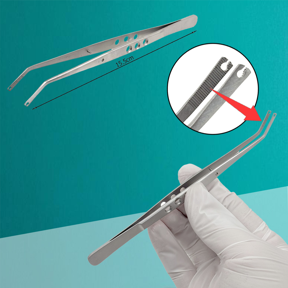 Medical Grade Stainless Steel Serrated Tweezers for Surgery Stitching Cotton Dressing and Dental Procedures College Forceps