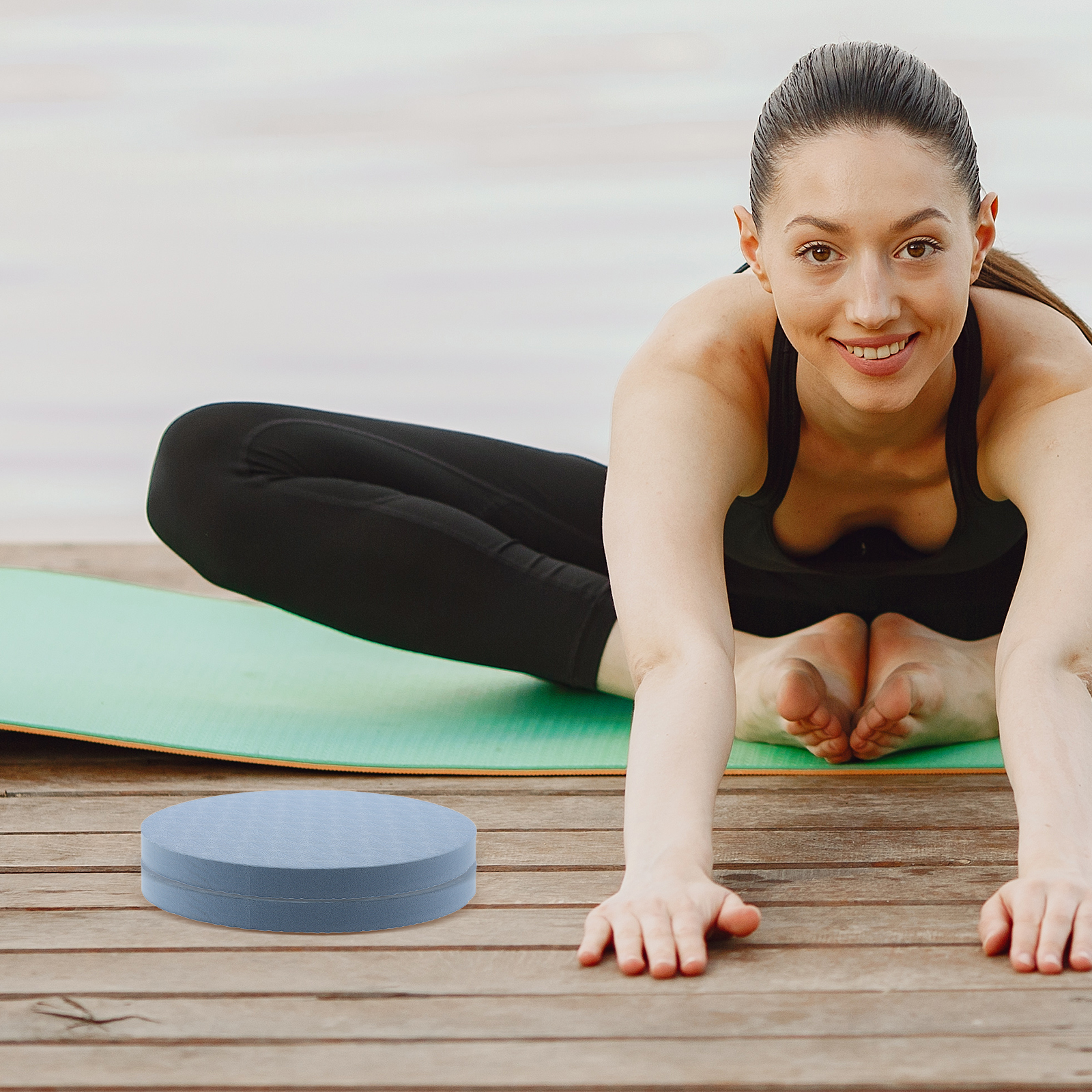 Yoga Flat Mat Knee Brace Comfortable Pad Support Sky-blue Tpe Fitness Elbow Round Cushion Pads