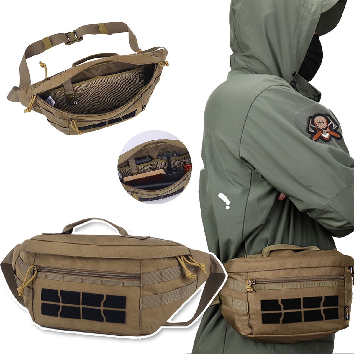 Tactical Chest Bag Messenger Bag Outdoor Sports Cycling Waist Pack for Fishing Camping CS Airsoft Paintball Shooting Combat Bag