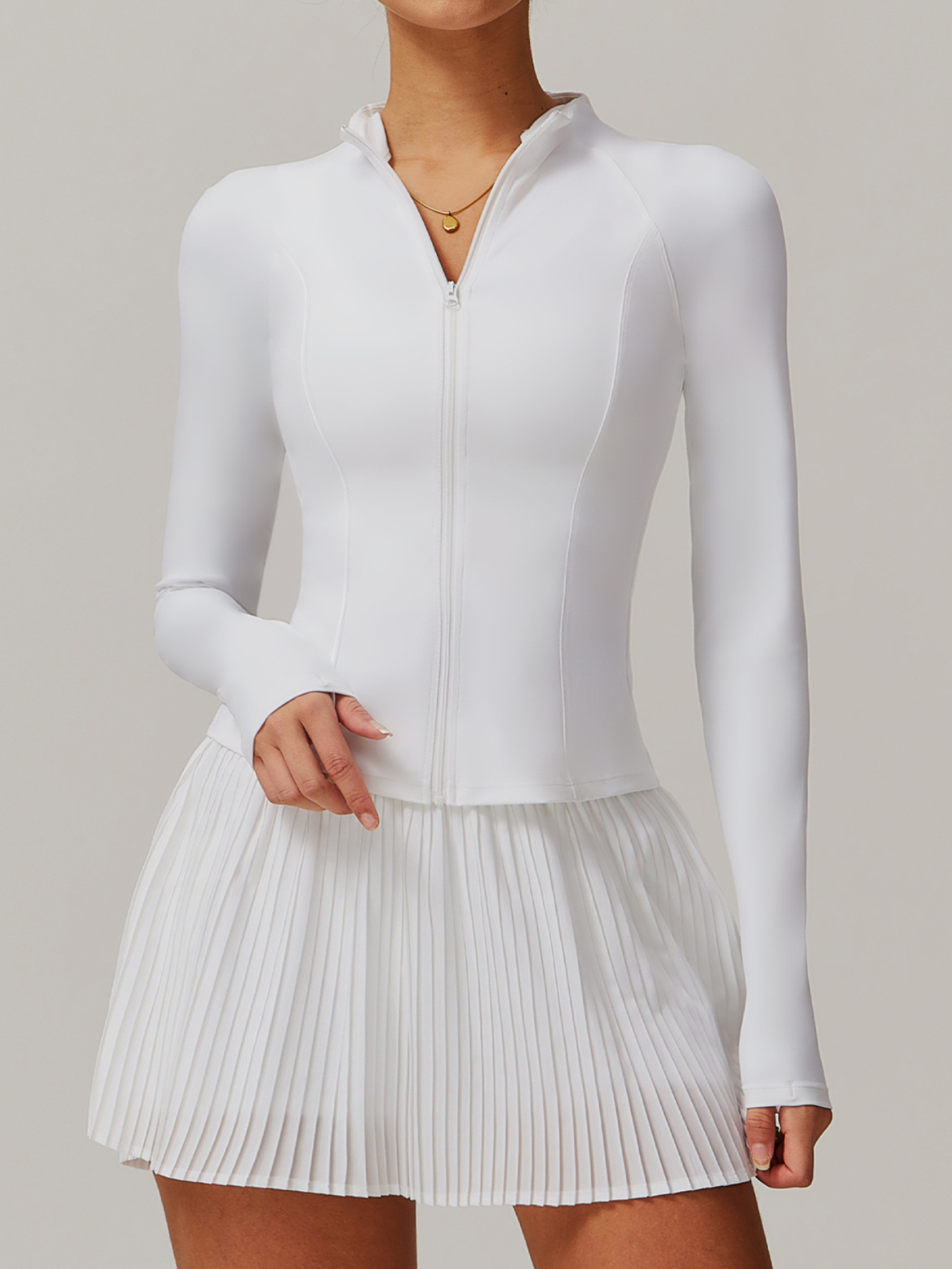 Sports Jacket Women's Stand Up Collar Zipper Yoga Coat Top Solid Color Long Sleeve Slim Outdoor Runing Fitness Wear Gym DWT9141