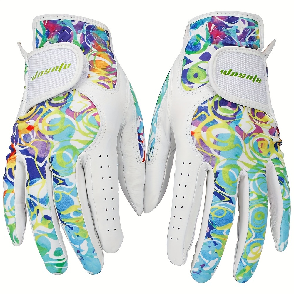 Golf Gloves for Women, Soft Sheepskin, Breathable Stretch, Lycra Fashion, Non-slip Gloves with Wear-resistant Palm, 1 Pair