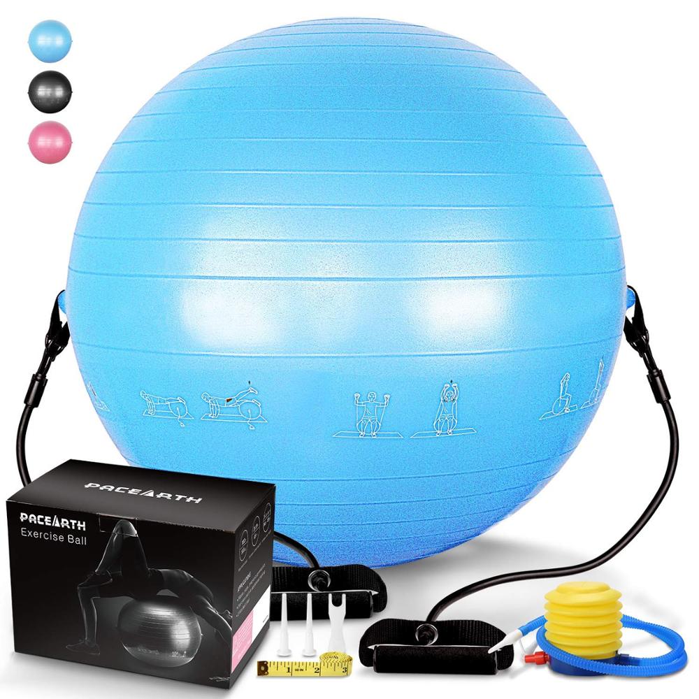 Stability Fitness Balance Birthing Workout Ball Chair Quick Pump Resistance Bands Office Exercise Ball For Pilates Reformers New