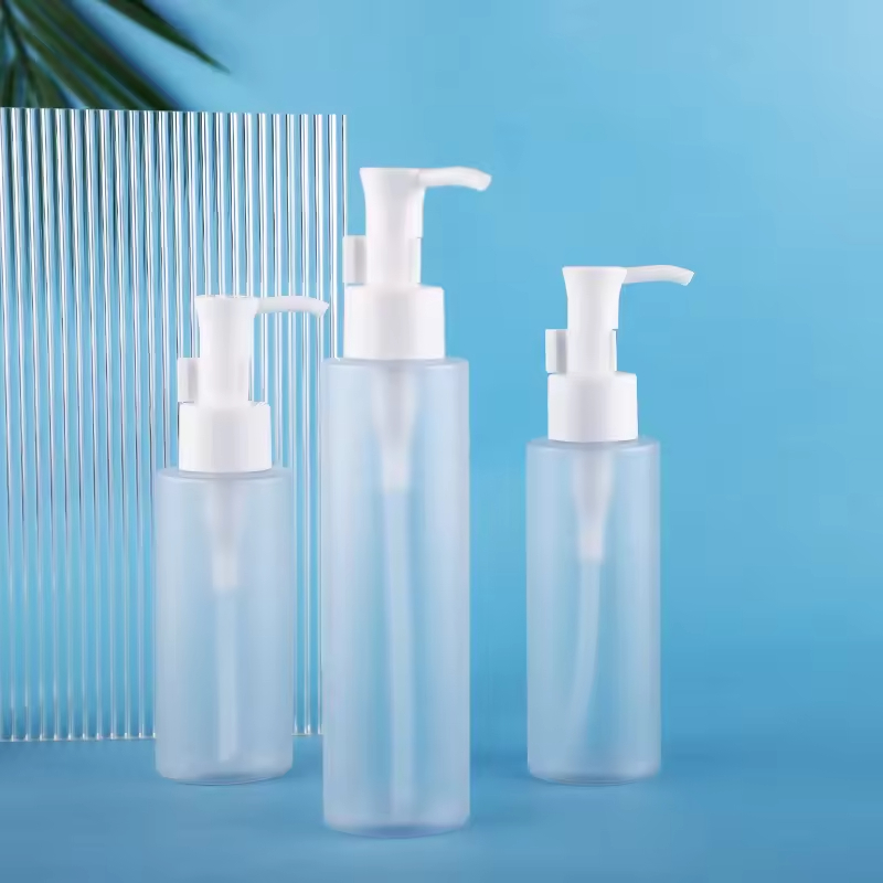 Frosted Plastic Pump Bottle Dispenser Empty Flat Shoulder for Shampoo Conditioner Lotion Plastic Travel Bottle Pump Packaging