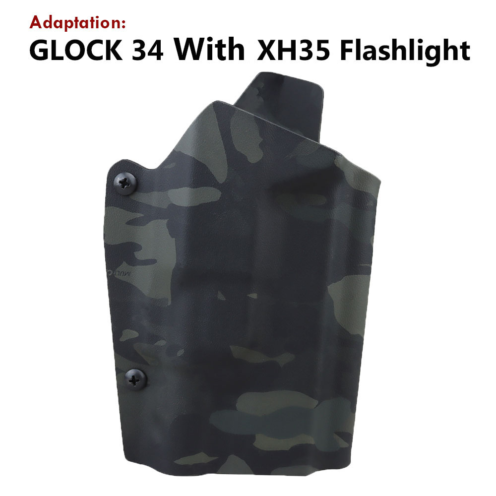 Tactical Pistol Holster for Glock 34 with XH35 Flashlight Inside Waistband Concealed Gun Holster Quick Release Buckle Clip