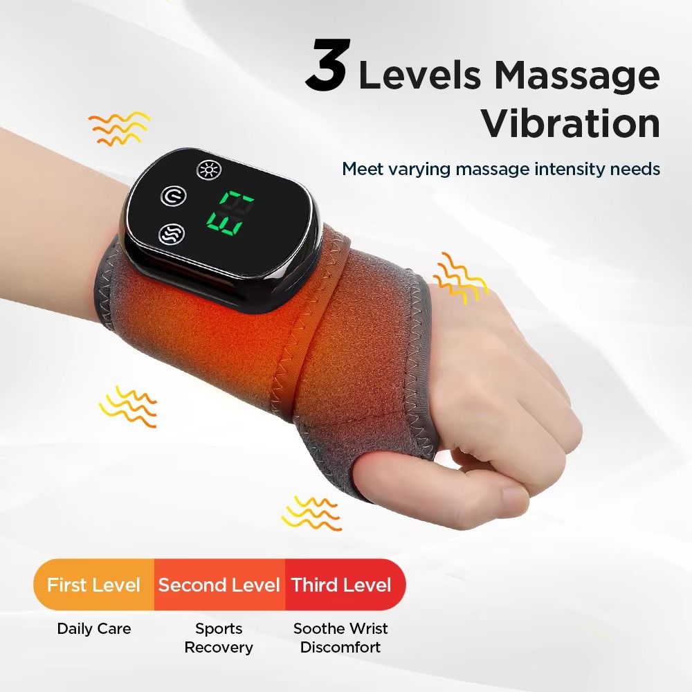Cordless Wrist Massager 8 Mode Vibration Relieves Hand Massager USB Rechargeable Detachable Electric Massage Tool Wrist Sprain
