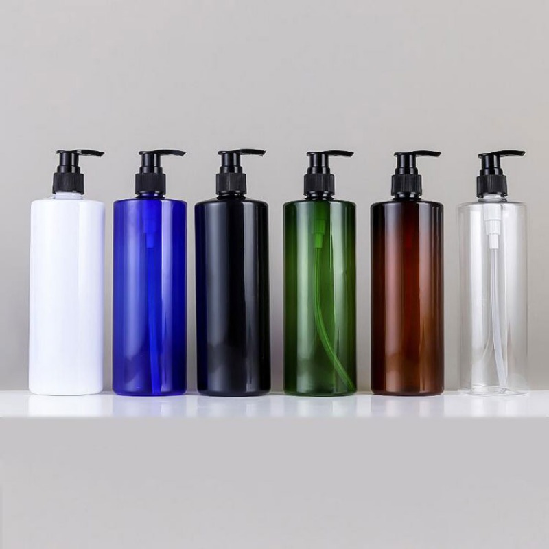 100Pcs 200/250/500ml Shampoo Shower Gel Hand Wash Bottles Colored Glossy Empty Plastic Soap Dispenser Bottle with Black Pump Cap