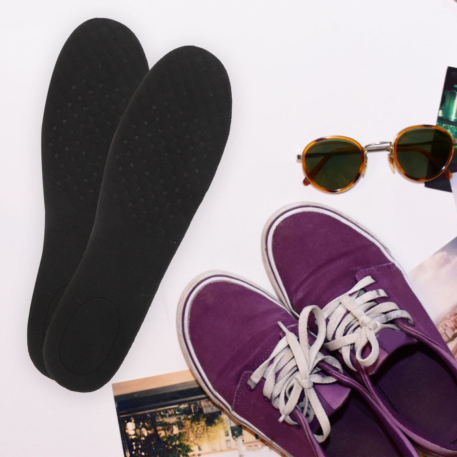 5cm Height Increasing Insoles Elevator Shoe Pads Black 2-layer Adjustable Damping Removable-Men Women