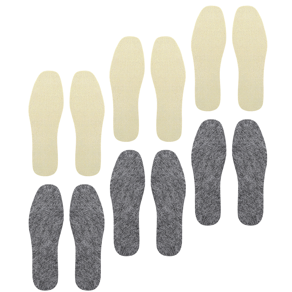 6 Pairs Wool Insoles 5mm Gray 6mm White S36 40 Unisex Cushions Moisture Absorption Comfortable Warm Inserts Boot