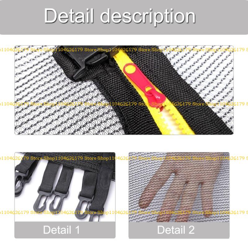 A1A2 Trampoline Replacement Safety Enclosure Net Breathable Trampoline Net for 6 Straight Poles Round Frame Trampolines