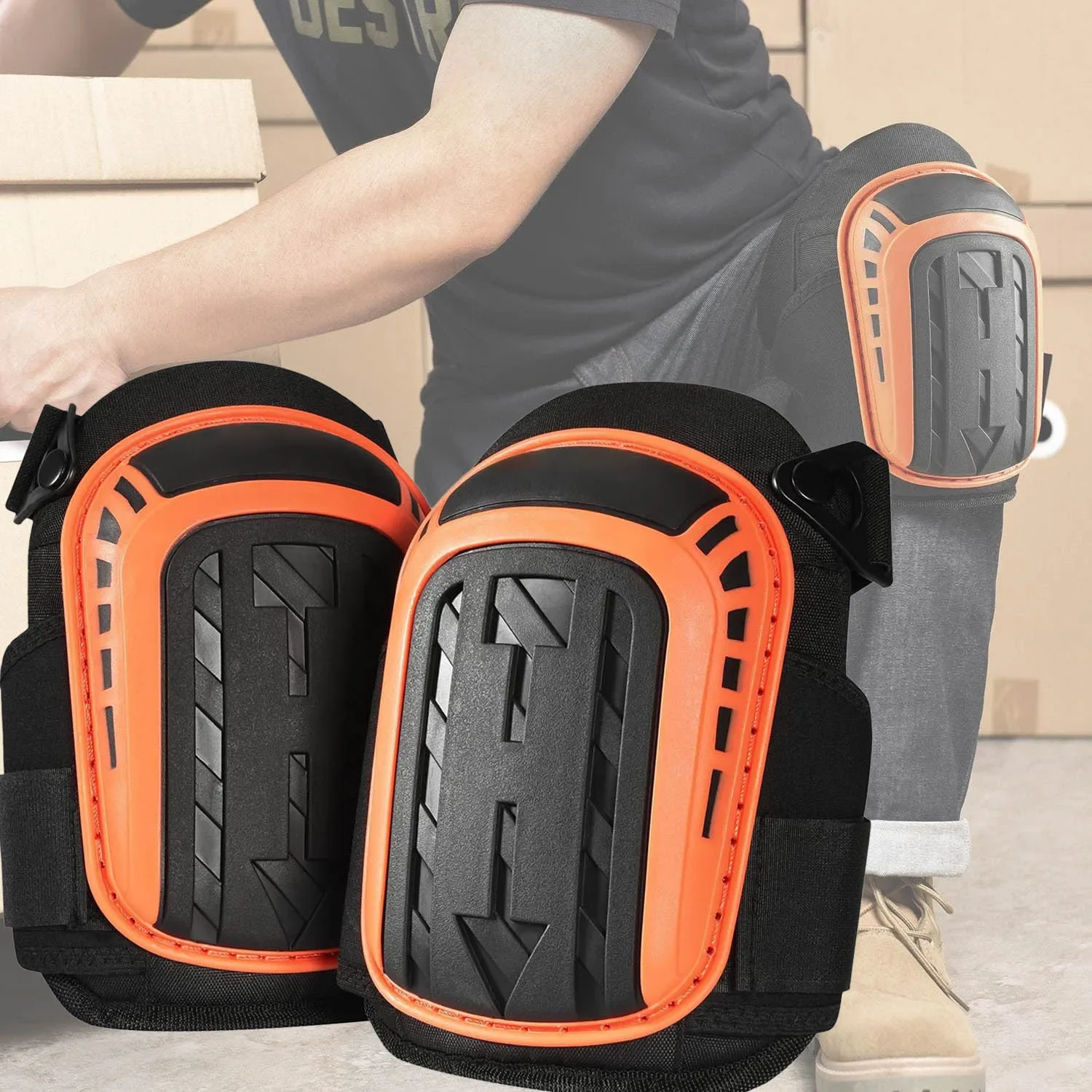 1Pair Professional Heavy Duty EVA Foam Padding Knee Pads with Comfortable Gel Cushion and Adjustable Straps for Working Gardning