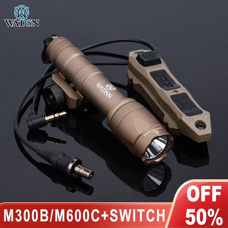 Wadsn Airsoft M300 Tactical Flashlight M600 M600C Scout Light LED Hunting Rifle Torch Weapon Light Pressure Switch Constant on