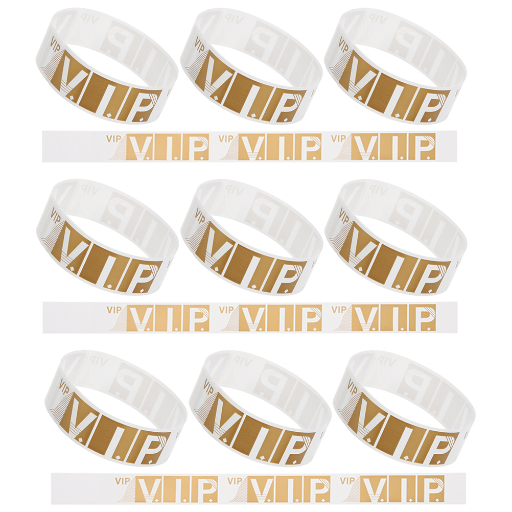 100 Pcs Party Wristband Event Arm Bands Synthetic Paper VIP Wristbands for Children Durable Waterproof Suitable for Men Women