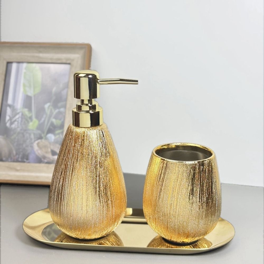 400ml Ceramic Press Pump Bottles Luxury Nordic Hand Sanitizer Bottle Empty Gold Liquid Dispenser Bathroom Kitchen Accessories