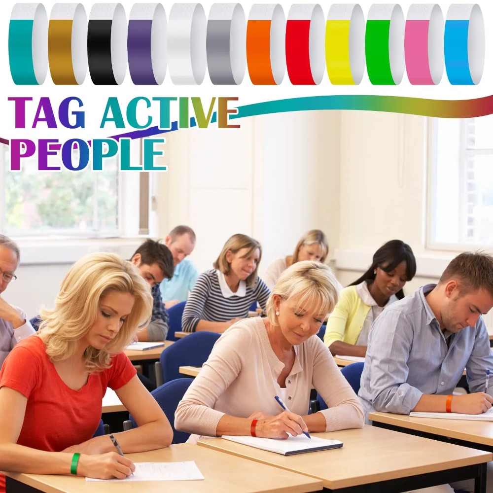 100 Pcs Paper Tyvek Wristbands Waterproof Ticket Bar Identity Disposable Wristbands Playground Party Synthetic Paper Wrist