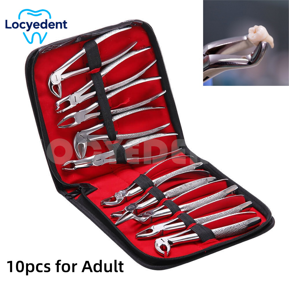 10Pcs/Set Dental Adult Tooth Extracting Forceps Dental Orthodontic Pliers Dentistry Tool Surgical Tool Teeth Extraction Forceps