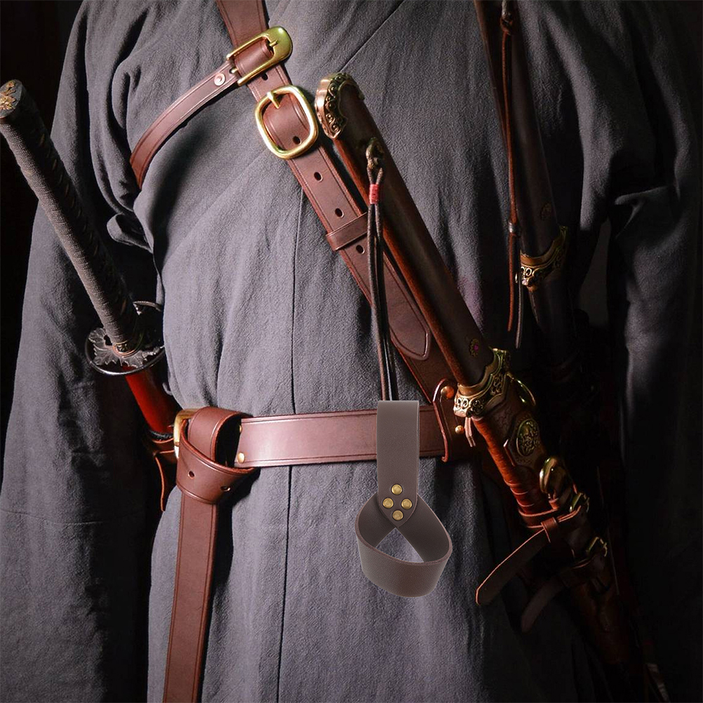 2 Pcs Sword Ring Medieval Accessory Halloween Brown Zinc Alloy Pirate Belt