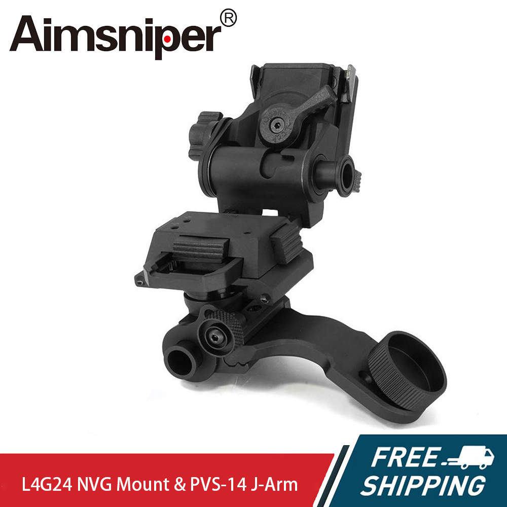 PVS-14 J-Arm NVG Mount with Dovetail Interface Shoe & L4G24 Night Vision Goggles Helmet Adapter Mount Combo,Metal for Hunting