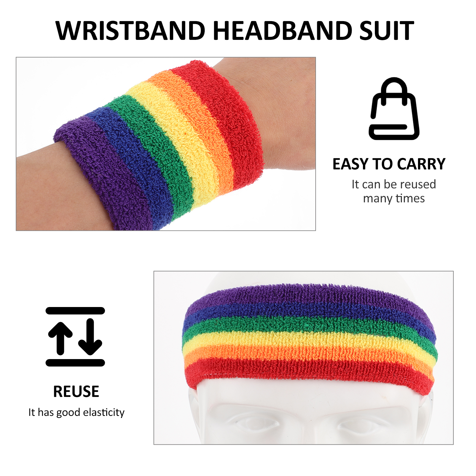 Sports Wristband Hairband Bands Sweatbands for Exercise Headband Wristbands Women's Headbands Athletic