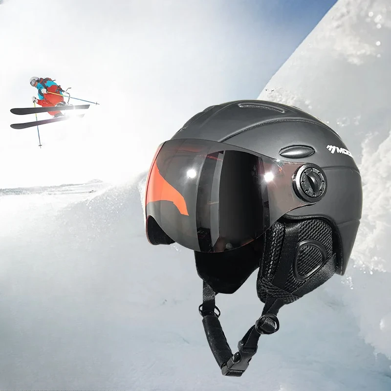 Moon Ski Helmet with Goggles for Men and Women,Integrated Snowboard Helmet,Outdoor Protective Gear for Winter Sports
