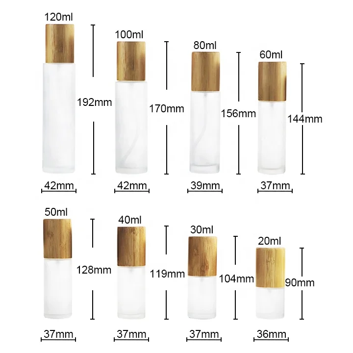 Glass Spray Emulsion Hand Sanitizer Bottles Vials Soap Dispenser Empty Glass Lotion Cosmetic Container Jar Vials with Bamboo Lid