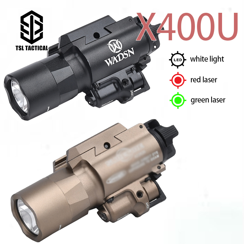 Tactical X400U Weapon-Mount Light Aluminum White Light&Red/Green Laser For Glock Shooting Training Handgun Lamp