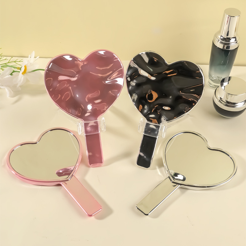 Galaxy Heart Shaped Handheld Portable Mirror Cute Makeup Mirror With Handle Makeup Mirror Hand Mirror Multiple Color