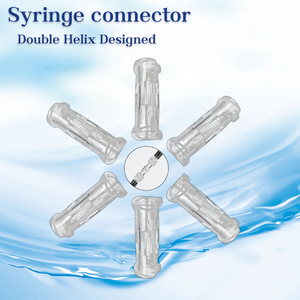 Medical sterile plastic connector, Ruhr syringe connector, transparent, suitable for leak proof pneumatic components