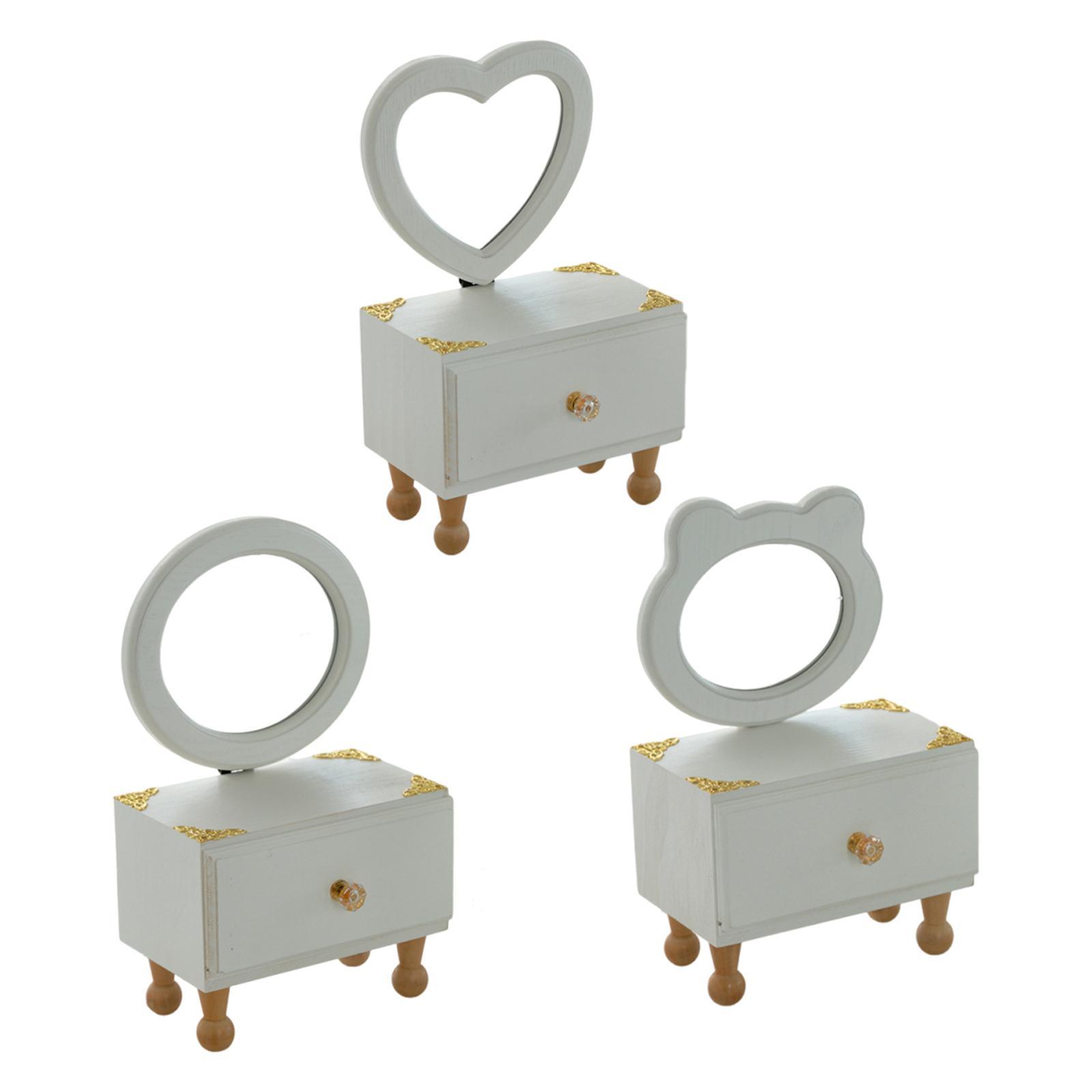 Desktop Makeup Mirror with Drawer Makeup Case Decoration Elegant Gift for Daughter Cosmetic Organizer for Dressing Room