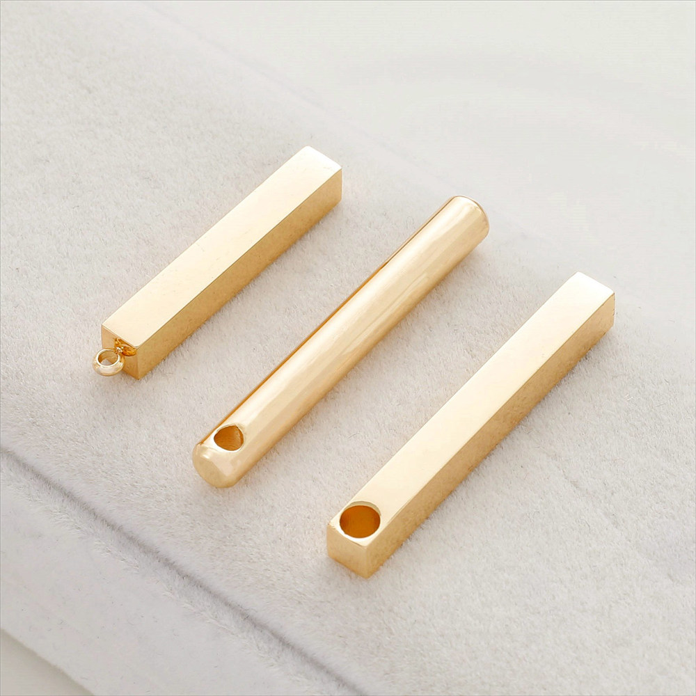 14K Gold-wrapped Light Luxury Minimalist Cuboid Cylinder Pendant DIY Handmade Necklace Hanging Jewelry Accessories