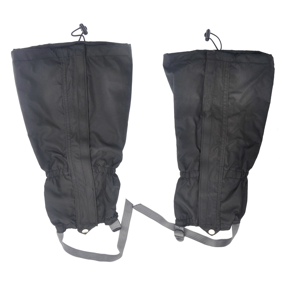 Waterproof Breathable Snow Gaiters Black Adjustable Elastic Hook Loop Universal Fit 42cm Length 48cm Calf Mud Wind Rain