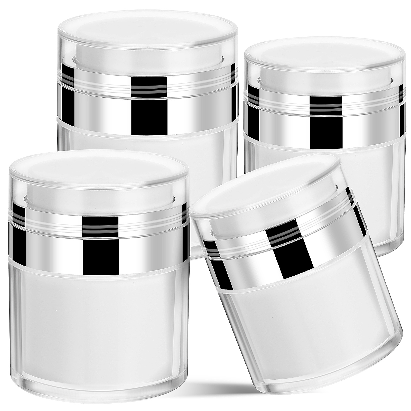 4 Pcs Empty Bottle Set Acrylic Reusable Containers Travel Size Airless Pump Jars Foundation Bottles Creams