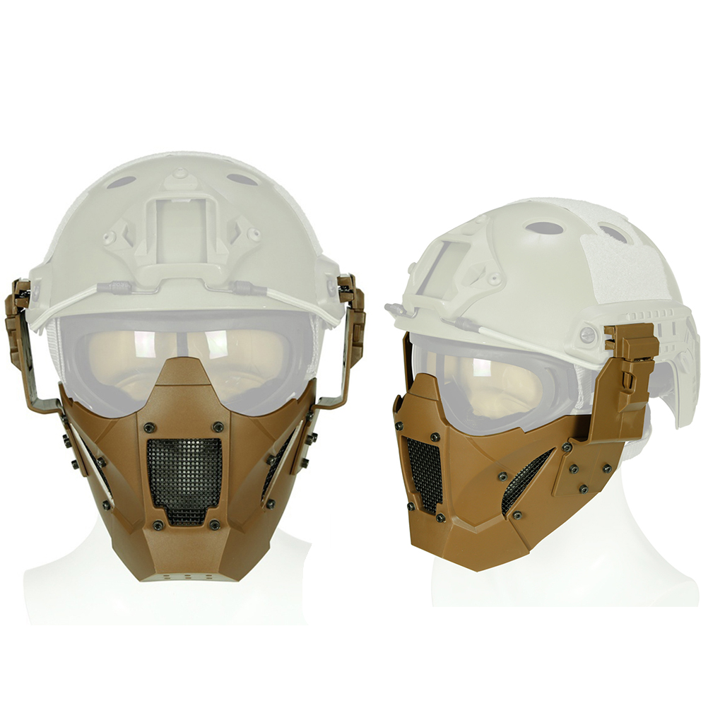 Outdoor Military Combat Protective Half Face Ear Protection Conquer Mask (Soil Color)