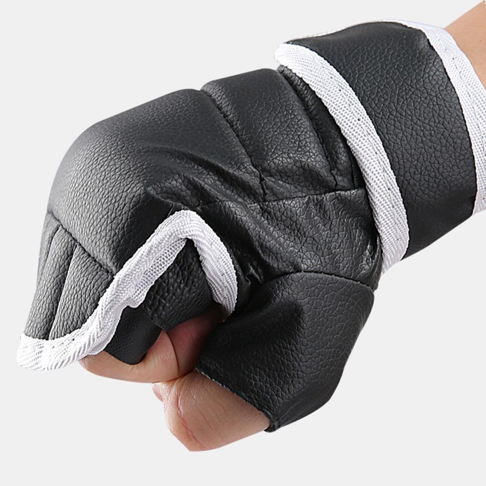 1 Pair Boxing Gloves Breathable Fighting Punching Gloves Shock Absorbing Hand Wrist Faux Leather Kickboxing Gloves