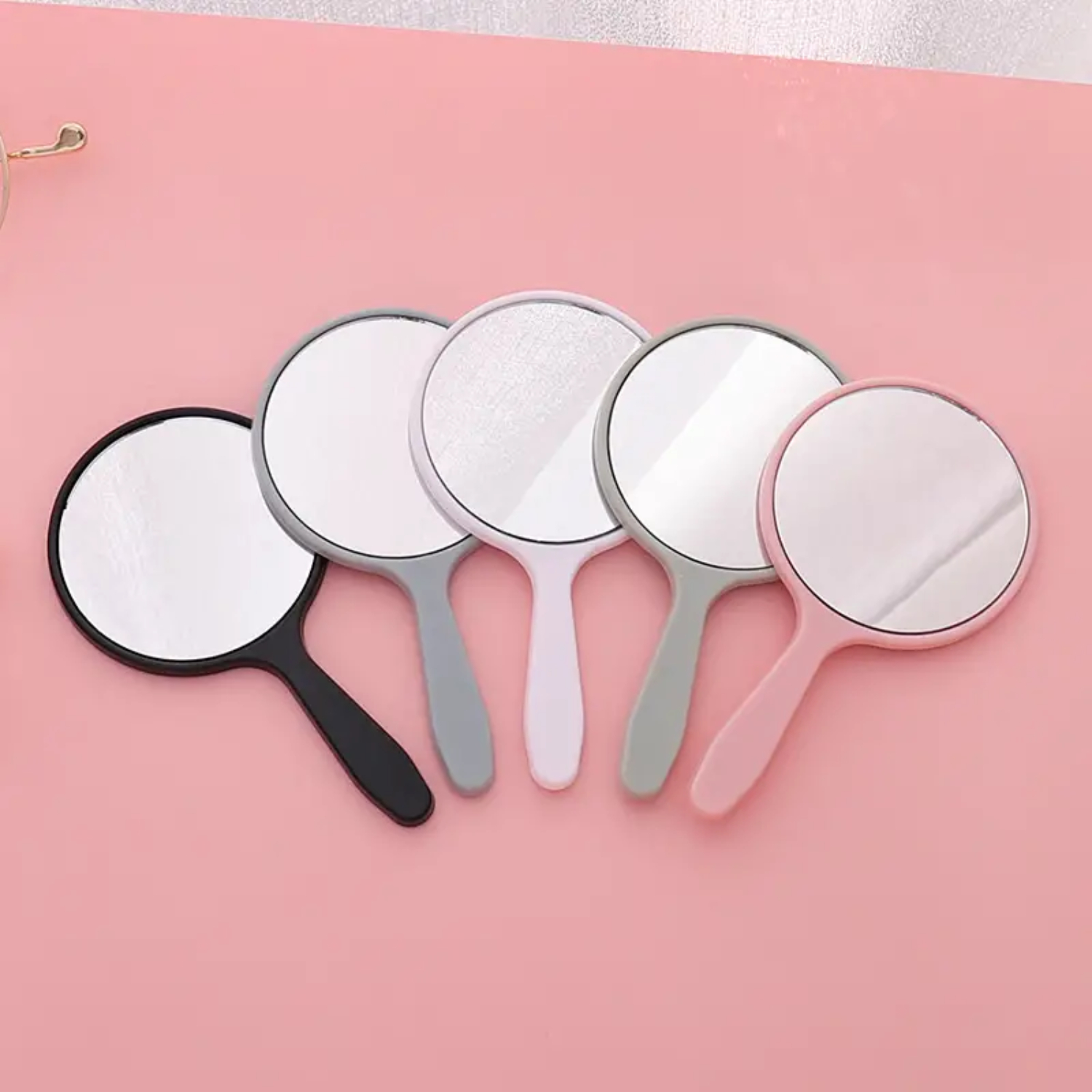 Handheld Makeup Mirror with Handle - Compact Cosmetic Mirror for Women - Round Pocket Mirror for Desk or Vanity - Portable and S