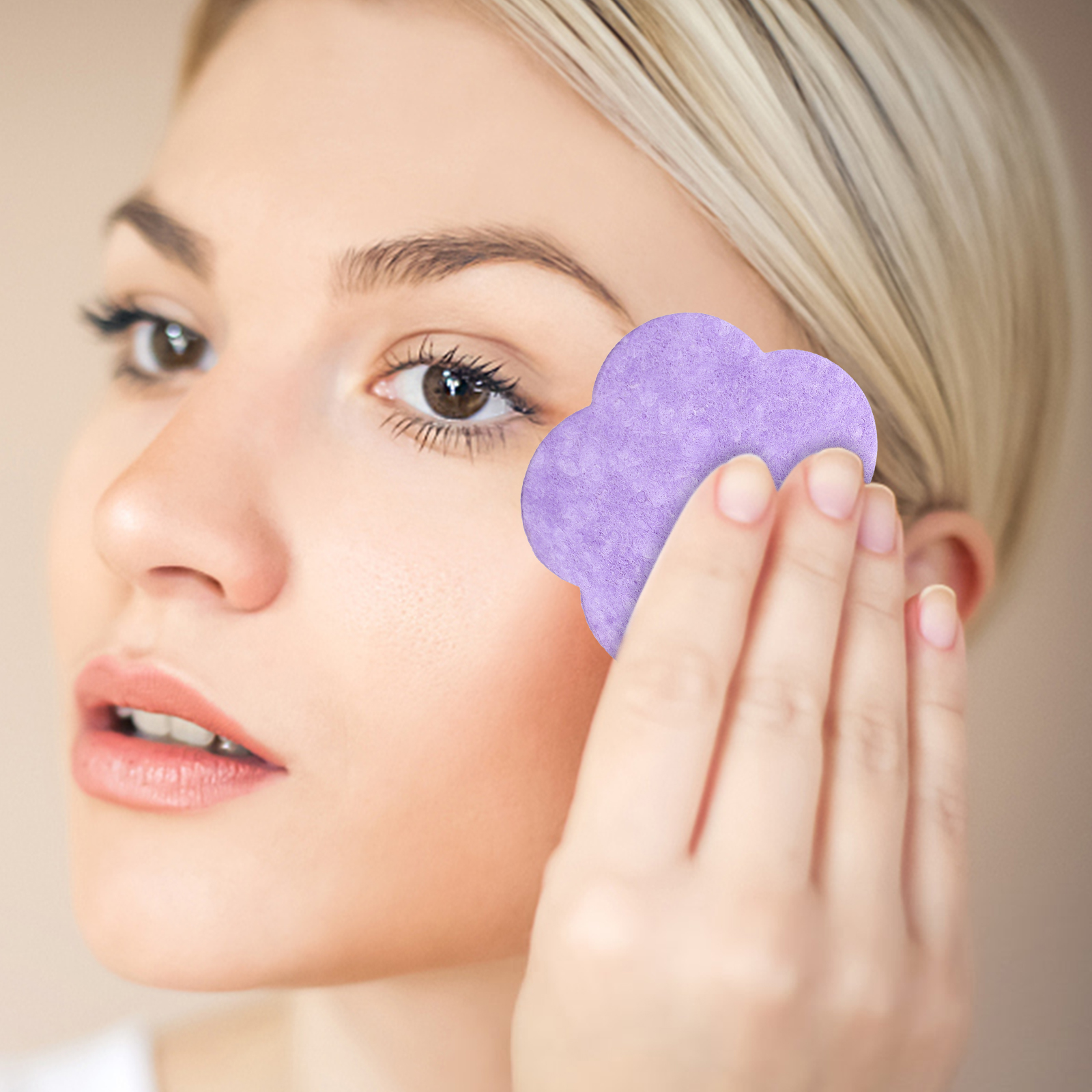 50pcs Pink Compressed Facial Cleansing Sponges Wood Pulp Gentle Touch for Washing Face Body Melon Shape Eco Friendly