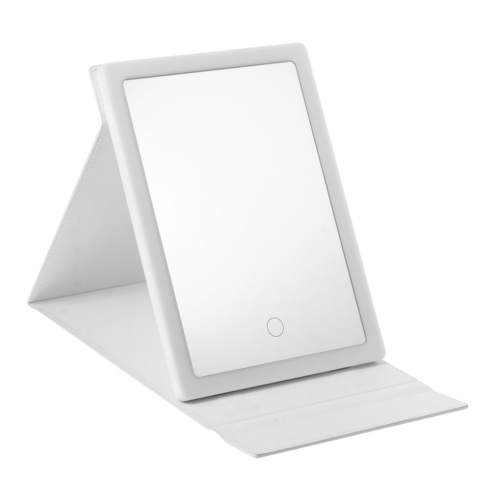 LED Vanity Mirror Chic Design Makeup Women Supply Stable Base Foldable Abs Beauty Durable